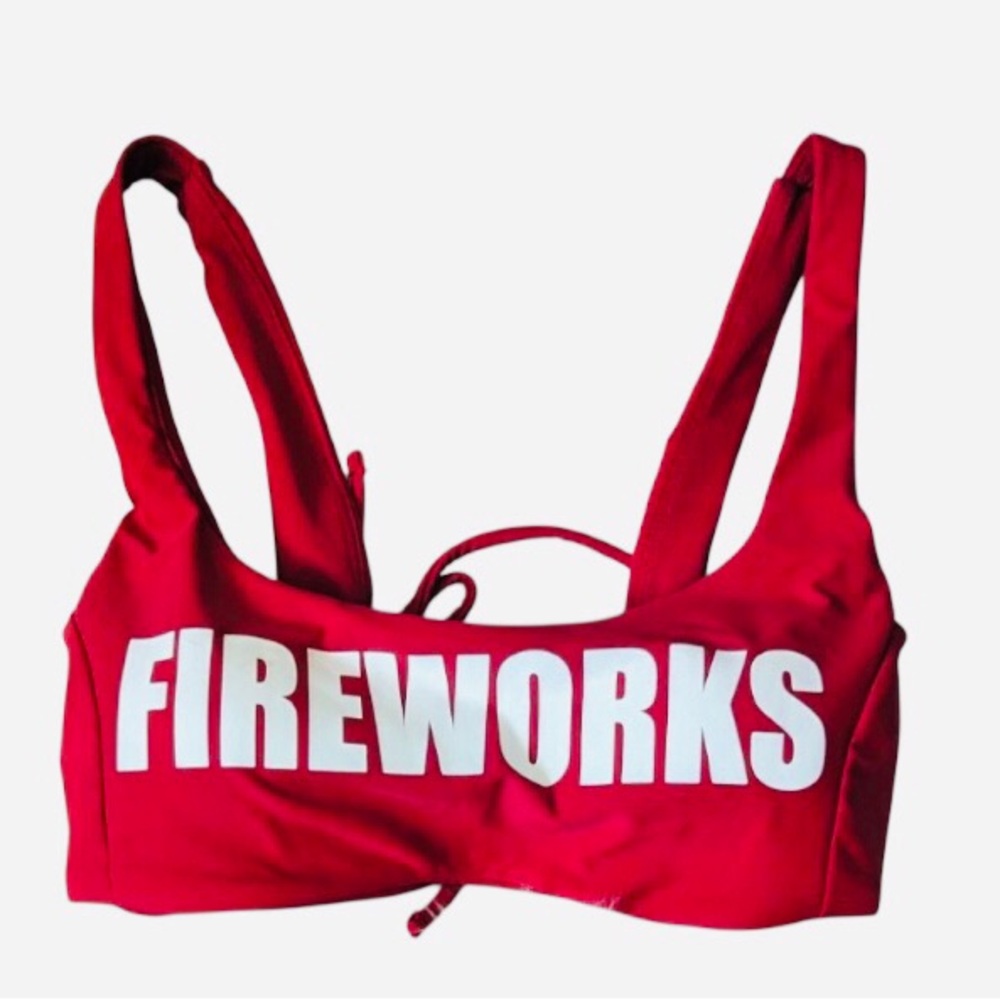 No Boundaries Red "FIREWORKS" Bikini Top